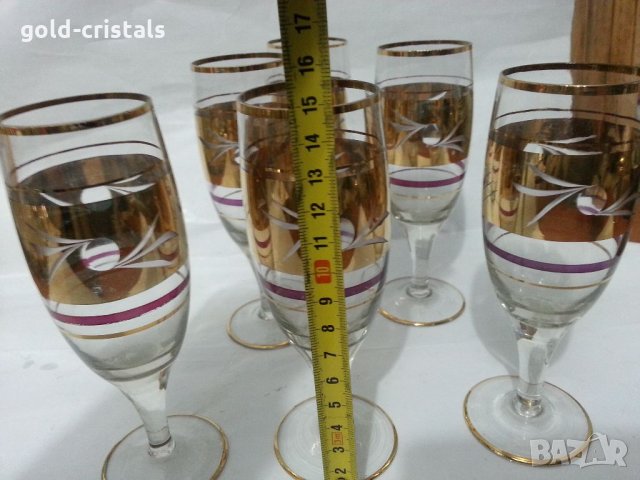 Сретро стъклени чаши с позлата, снимка 2 - Антикварни и старинни предмети - 35449451