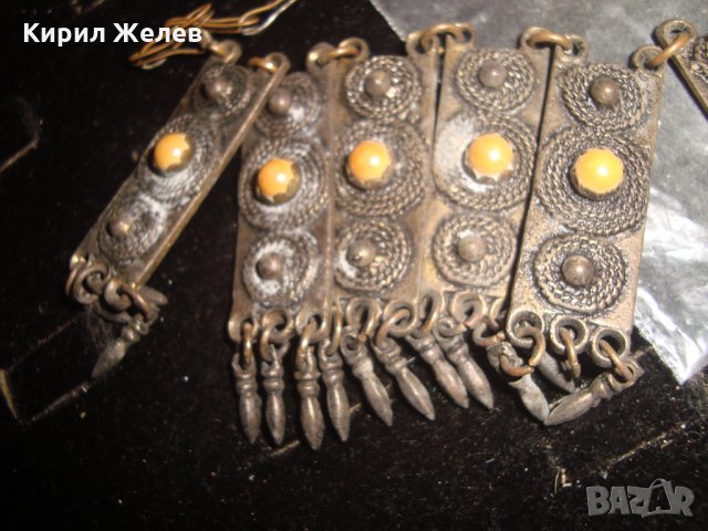 СТАРИННА БРОНЗОВА ОГЪРЛИЦА с КАМЪНИ и ВЕРИЖКА ВЪЗРОЖДЕНСКА ПЛЕТКА ФИЛИГРАН 14207, снимка 6 - Антикварни и старинни предмети - 31720679