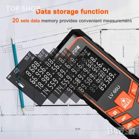 Лазерна рулетка LOMVUM LV66U 50 метра, снимка 5 - Гедорета - 48781264