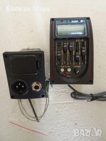 5-бандов еквалайзер за акустична китара с предусилвател, пиезо пикап, тюнер, LCD, снимка 1