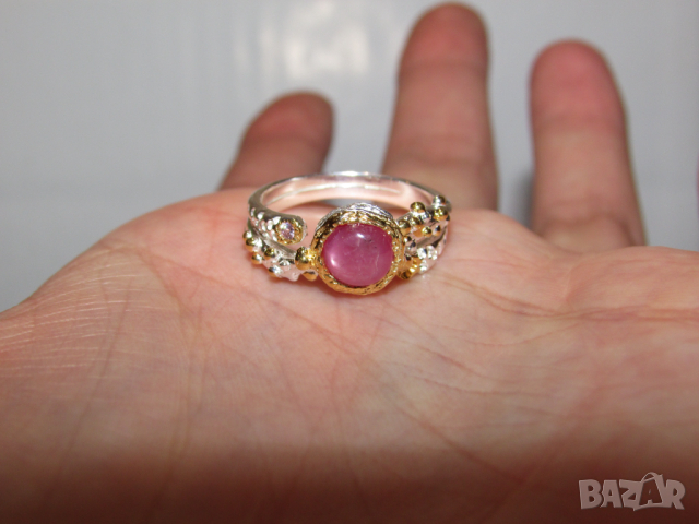 Сребърен пръстен с рубин подходящ за подарък №345, снимка 4 - Пръстени - 44768128