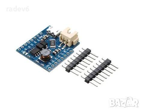 Шийлд за захранване от батерия за WeMOS D1 Mini / PRO + рейки, снимка 1 - Друга електроника - 27687320