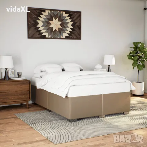 vidaXL Рамка за легло, капучино, 160x200 см, изкуствена кожа, снимка 2 - Спални и легла - 56146954
