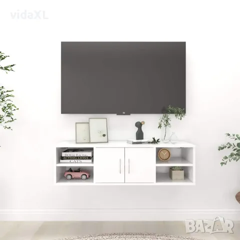 vidaXL Стенен рафт, бял, 102x30x29 см, инженерно дърво, снимка 2 - Етажерки - 56147821