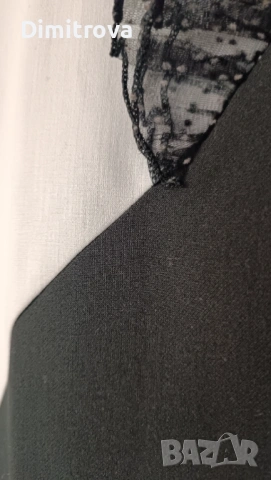 Елегантна рокля в черно и бяло с дантелен елемент, снимка 4 - Рокли - 53223362