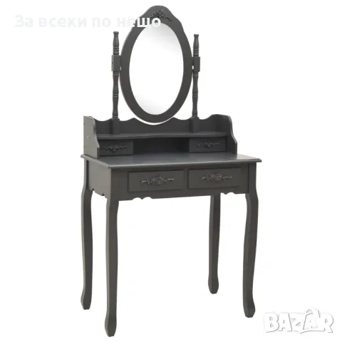 Комплект тоалетка с табуретка, сив, 75x69x140 см, пауловния Код P458