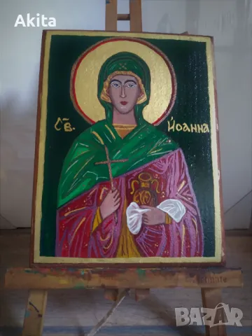 Икона на света Йоанна, снимка 5 - Икони - 40653816