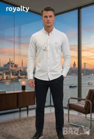 Calvin Klein Нова Бяла Мъжка Риза