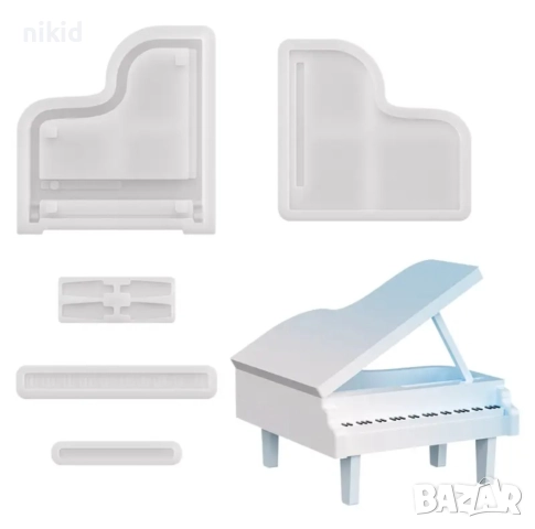 3D пиано части силиконов молд форма смола гипс шоколад фонсан декор, снимка 3 - Форми - 52701816