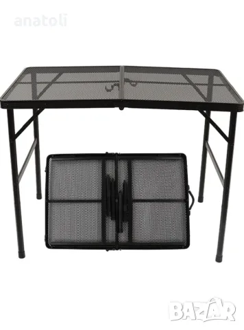Метална сгъваема маса за градина или туризъм, 90x60x66 см, регулируема черна чисто нова от Германия , снимка 3 - Маси - 49660299