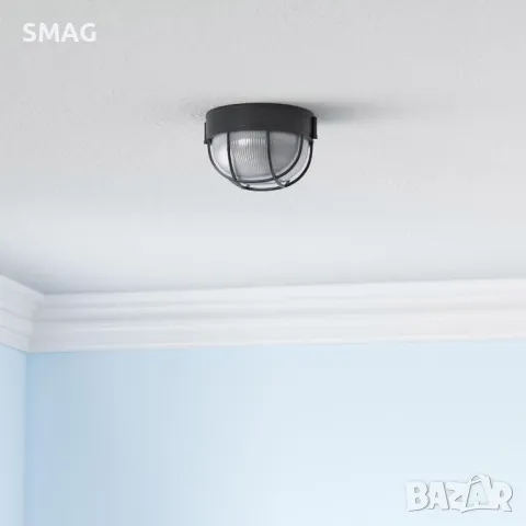 Външна стенна лампа кръгла черна Ø17x8см S_1240113, снимка 3 - Соларни лампи - 49921009