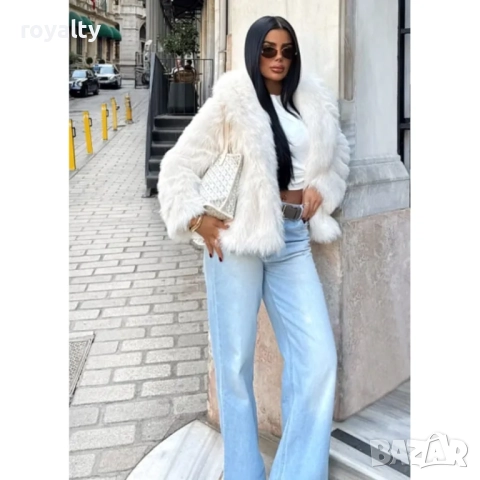 Дамско палто с еко-косъм и голяма яка, снимка 2 - Палта, манта - 52528430