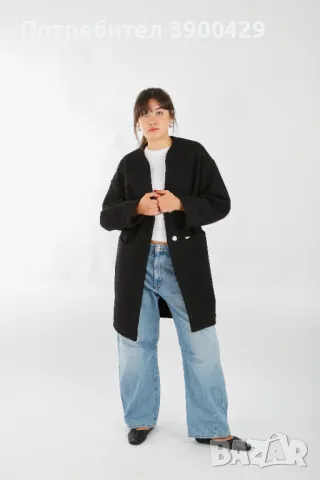 Дамско Палто-жилетка Valeria - Черно, снимка 3 - Палта, манта - 47377568