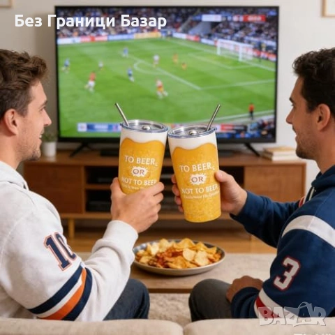 Нова Термо чаша за бира неръждаема стомана с капак и сламка за мъже, снимка 3 - Чаши - 53970633