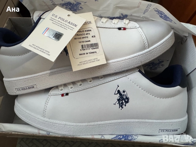 Бели кожени обувки US POLO, снимка 2 - Ежедневни обувки - 51864984