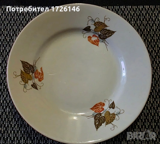 Порцеланови чинии на Изида с червен кант 6 броя 