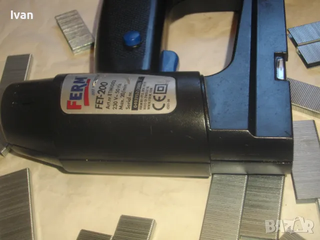 Комбиниран 6-14мм Скоби Пирони Холандски Дърводелски Тапицерски ТАКЕР FERM FET-200 ОТЛИЧЕН, снимка 6 - Други инструменти - 47457893