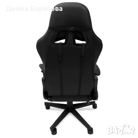 Геймърски стол с прибираща се подложка за крака и функция за масаж - черен, снимка 8 - Столове - 53243136