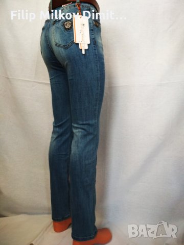 ДАМСКИ СИНИ ДЪНКИ С КАФЯВ КОЛАН. , снимка 3 - Дънки - 31461623