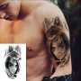 Жена с вълк лисица временна татуировка татос татус Tattoo, снимка 1