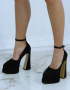 Обувки на ток - черен велур - VT2, снимка 1 - Дамски обувки на ток - 44724764