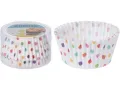 50 бр хартиени капсули бели на цветни точки кошнички за кексчета мъфини парти, снимка 1