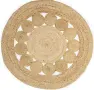 Кръгъл Мек Килим от естествена Юта - 150 см, снимка 2