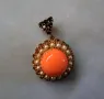 Разкошен старинен медальон с голям стъклен кабошон, перли и кристали, снимка 5