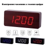 Голям LED дървен декоративен настолен часовник с температура будилник светещ на ток електронен USB, снимка 1