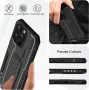ORETECH Калъф за iPhone 15 Pro Max, вграден протектор за екран от закалено стъкло+стойка, черен, снимка 6