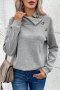 Дамска блуза в сиво с ефектно деколте с копчета, снимка 1 - Блузи с дълъг ръкав и пуловери - 42651427