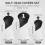 Комплект Golf headcovers за драйвър, феъруейууд и хибрид – синтетична кожа, мека подплата, с, снимка 2
