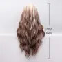 Дълга вълниста омбре перука в кафяво и русо с път по средата, снимка 6