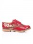 Дамски ежедневни обувки от червен лак с връзки , снимка 4