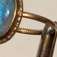 Стар английски сребърен пръстен с естествен камък , снимка 4 - Пръстени - 38107036