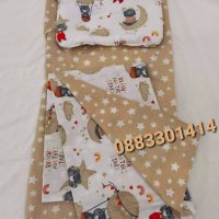 Комплект подложка за количка бебешки с възглавница, одеяло и чаршаф за бебе, снимка 4 - Спално бельо и завивки - 36655766