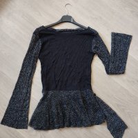 Нова! Черна блуза с брокат , снимка 7 - Блузи с дълъг ръкав и пуловери - 39784145