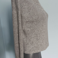 Пухкав марков пуловер тип кроп с перли "H&M"® / унисайз , снимка 3 - Блузи с дълъг ръкав и пуловери - 36557340