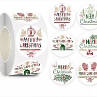 Лепенки стикери merry christmas различни видове 3.8 см - 50 бр /комплект , снимка 1 - Други - 38259281