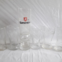 Лот стъклени футболни чаши на Coca Cola и Каменица, снимка 1 - Чаши - 36483094