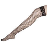 Черни мрежести чорапи с флорална дантела - Код: G925, снимка 5 - Бельо - 39322562