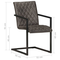 Конзолни трапезни столове, 2 бр, сиви, естествена кожа, снимка 5 - Столове - 44583490