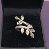 Красив сребърен пръстен с листа #СЖ9, снимка 5 - Пръстени - 44404332