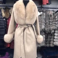 Дамско луксозно палто кашмир вълна и лисица код 146, снимка 1 - Палта, манта - 35166357