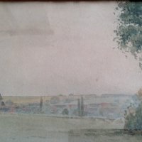 Стара картина акварел 1924 г, снимка 3 - Антикварни и старинни предмети - 37412967