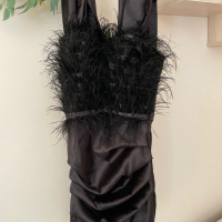 Луксозна официална абитуриентска парти бална коктейна черна рокля пера дизайнерска Дидо Георгиев , снимка 4 - Рокли - 44635051