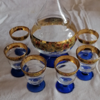 Колекционерски комплект от Венецианско стъкло Кобалт и Злато Italy, снимка 1 - Антикварни и старинни предмети - 44747500