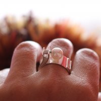 Стилен и елгантен сребърен пръстен с перла - модел R017A, снимка 8 - Пръстени - 30736699