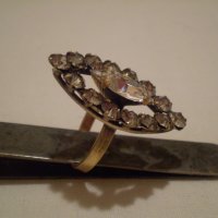 стар дамски пръстен месинг със позлата и циркони, снимка 9 - Антикварни и старинни предмети - 35218309
