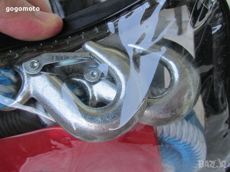 НОВО въже, буксир за теглене на кола, автомобил, до 2 тона + 2 големи карабинера, куки, снимка 1